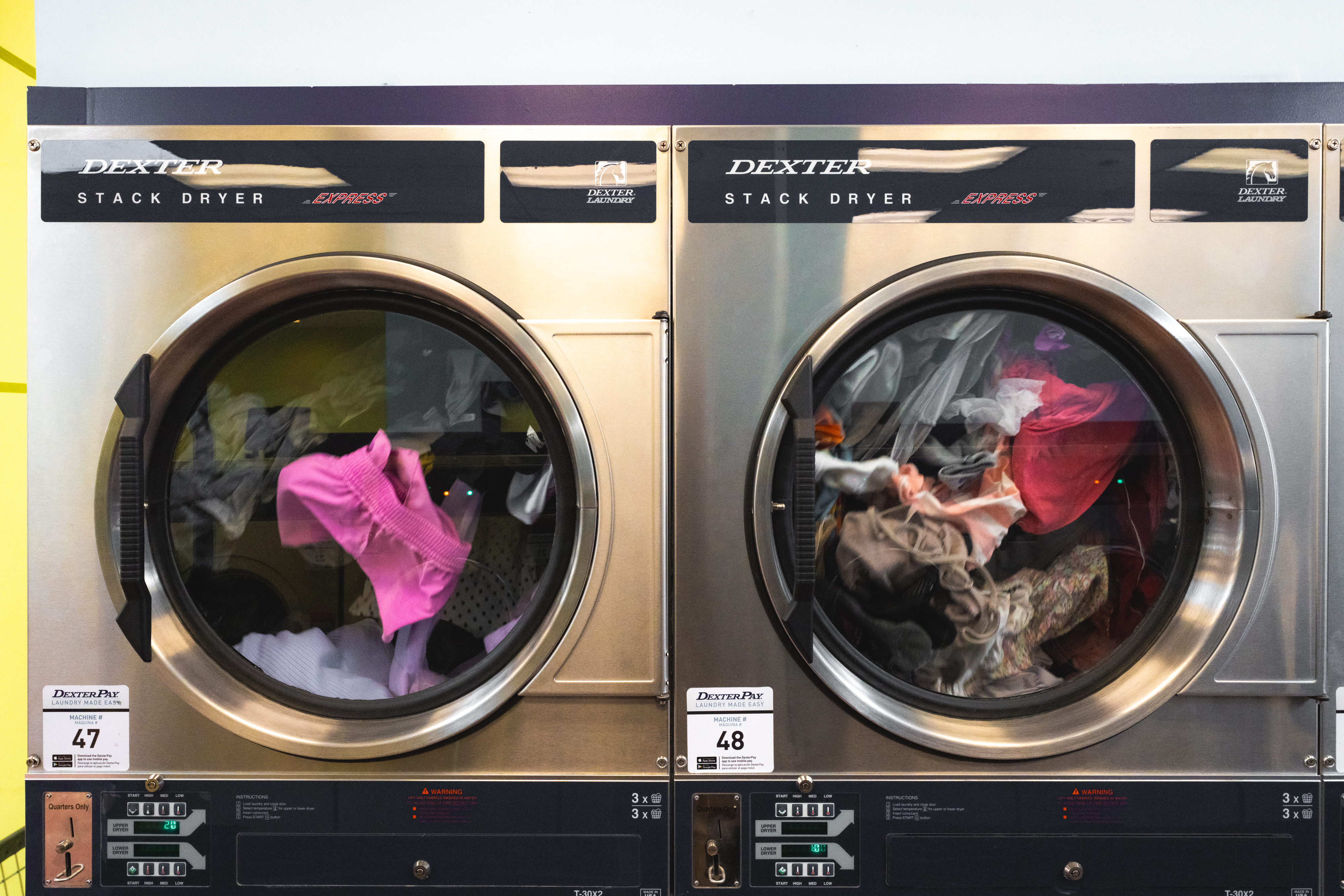 Dexter Stack Dryers Laundry Tumbling Closeup